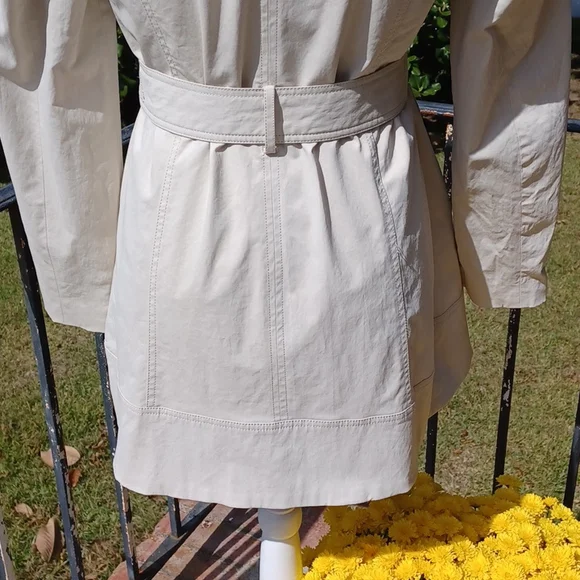 Kenar - Cream Multi Button Ruffled, Belted,Lined and Water Resist Jacket WS - Picture 6 of 16